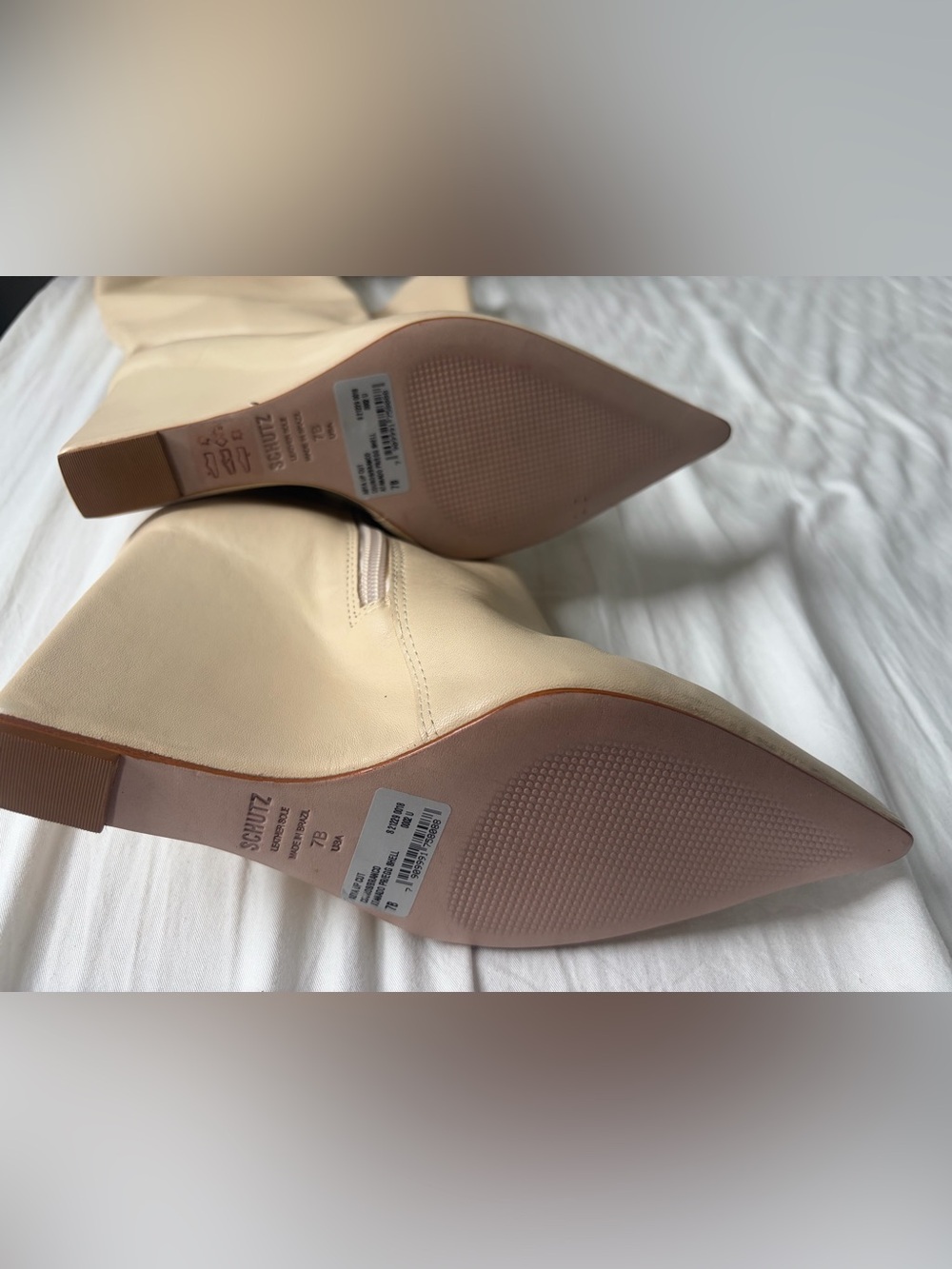 SCHUTZ Cream Pointed-Toe Wedge Knee-High Boot size 7 - Picture 4 of 5